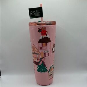 NWT Starbucks Holiday Limited Edition Pink Bear Tree Stainless Steel Tumbler